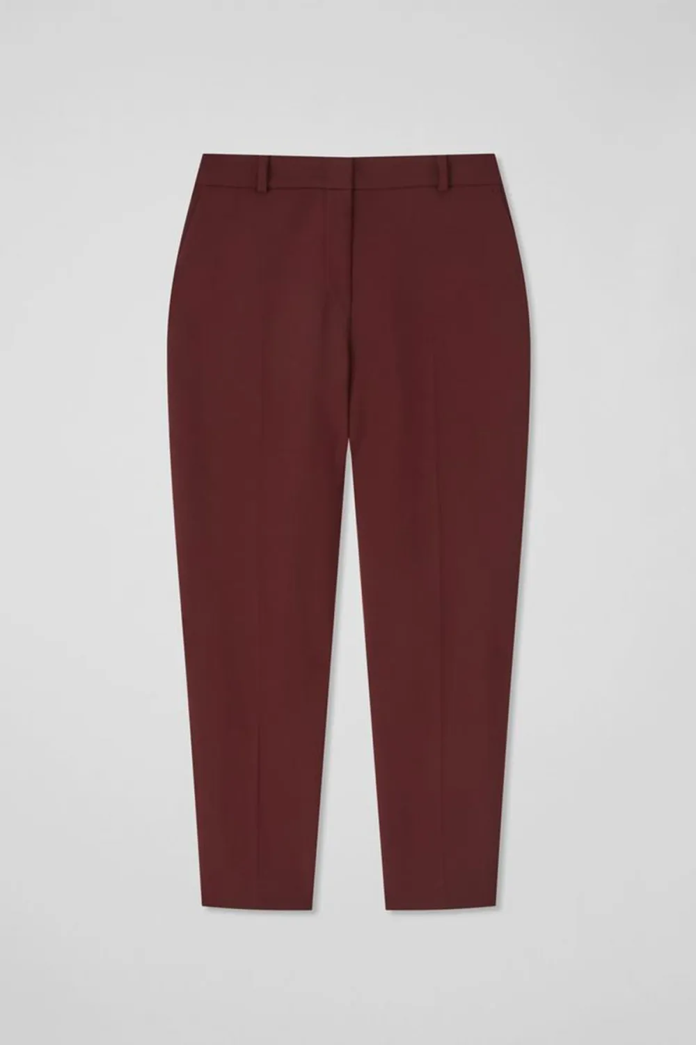 Burgundy Cropped High Waist Trousers