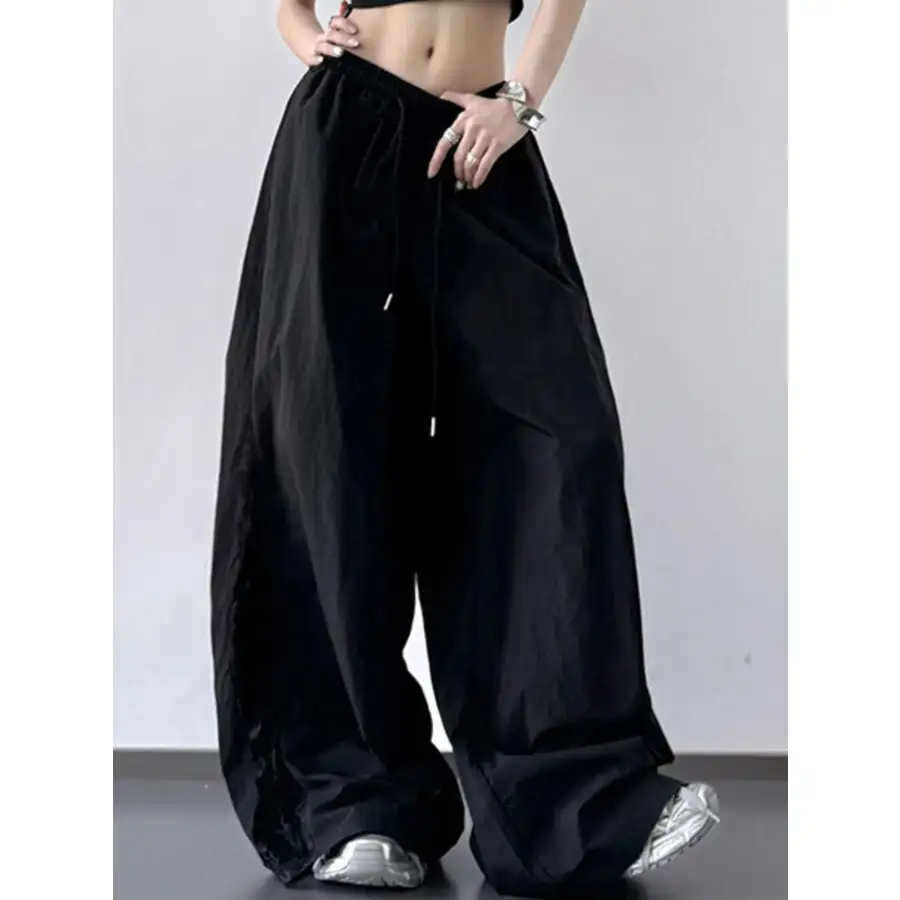 Flowy Elastic Waist Wide Leg Pants