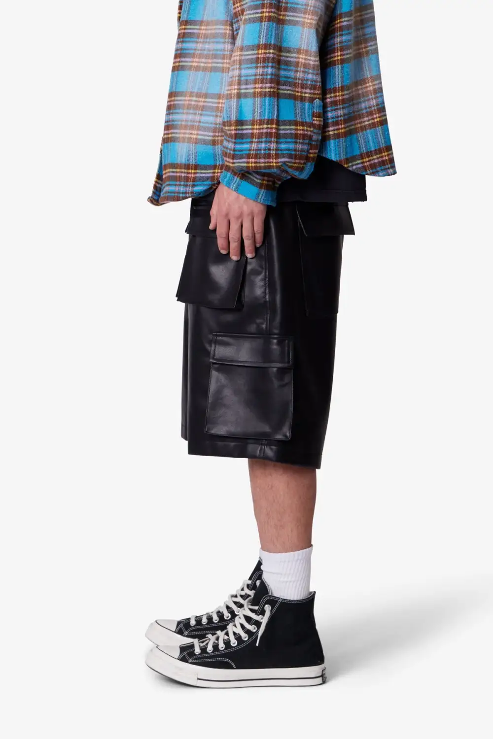 Baggy Leather Cargo Shorts