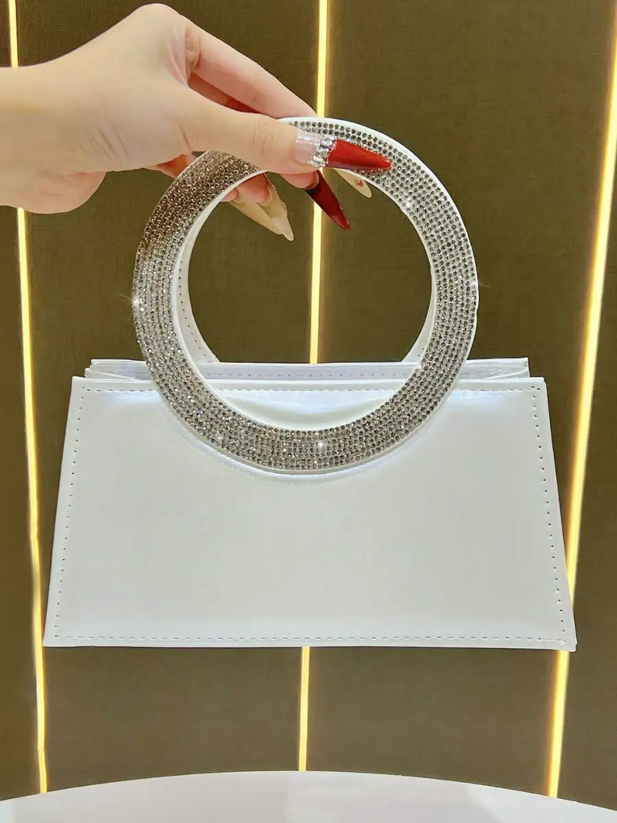 Chain Rhinestone Paneled Clutch Bag