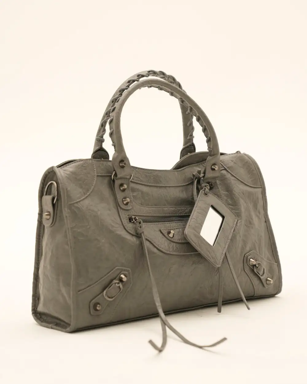 Structured Wide Strap Twill Handbag