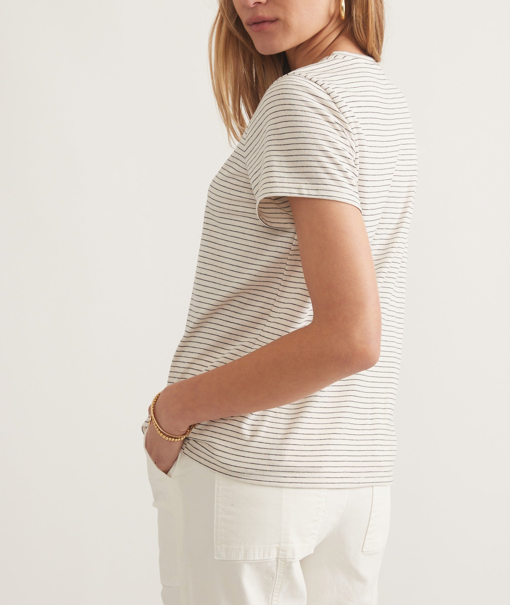 Striped Pattern Crew Neck Top