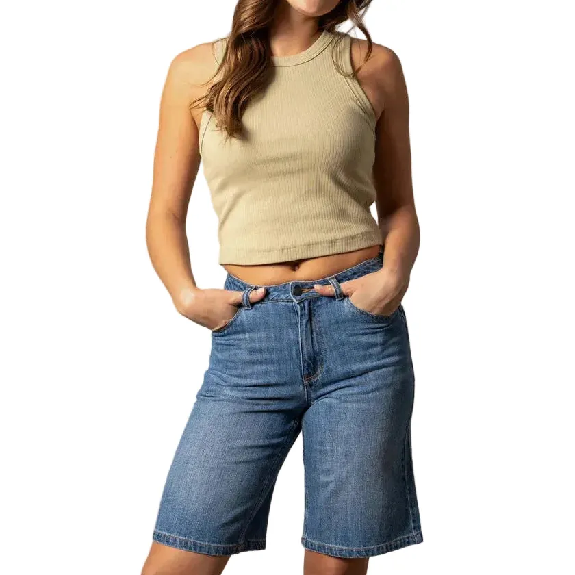 Denim Mid Rise Shorts