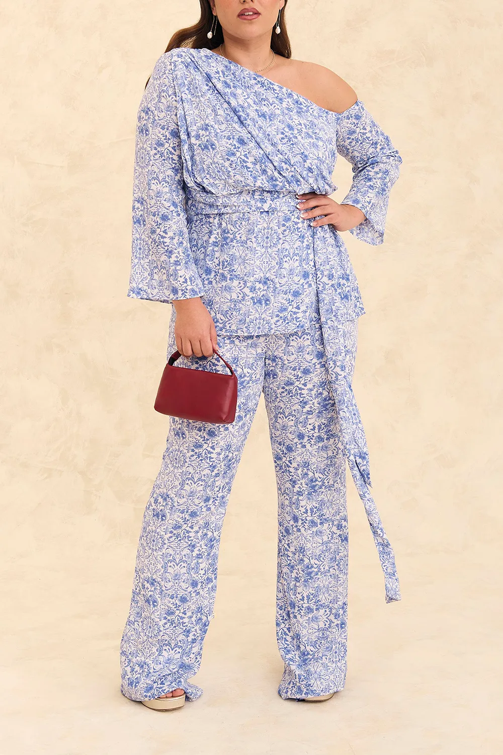 Floral Striped Design Trousers