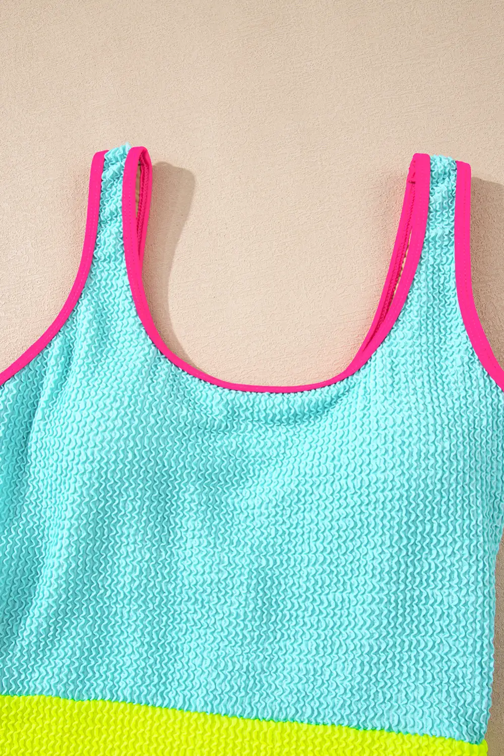 Iceland Textured Blocked Pattern One Piece Swimsuit