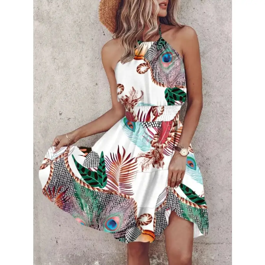 Paisley Print Halter Neck Mini Dress