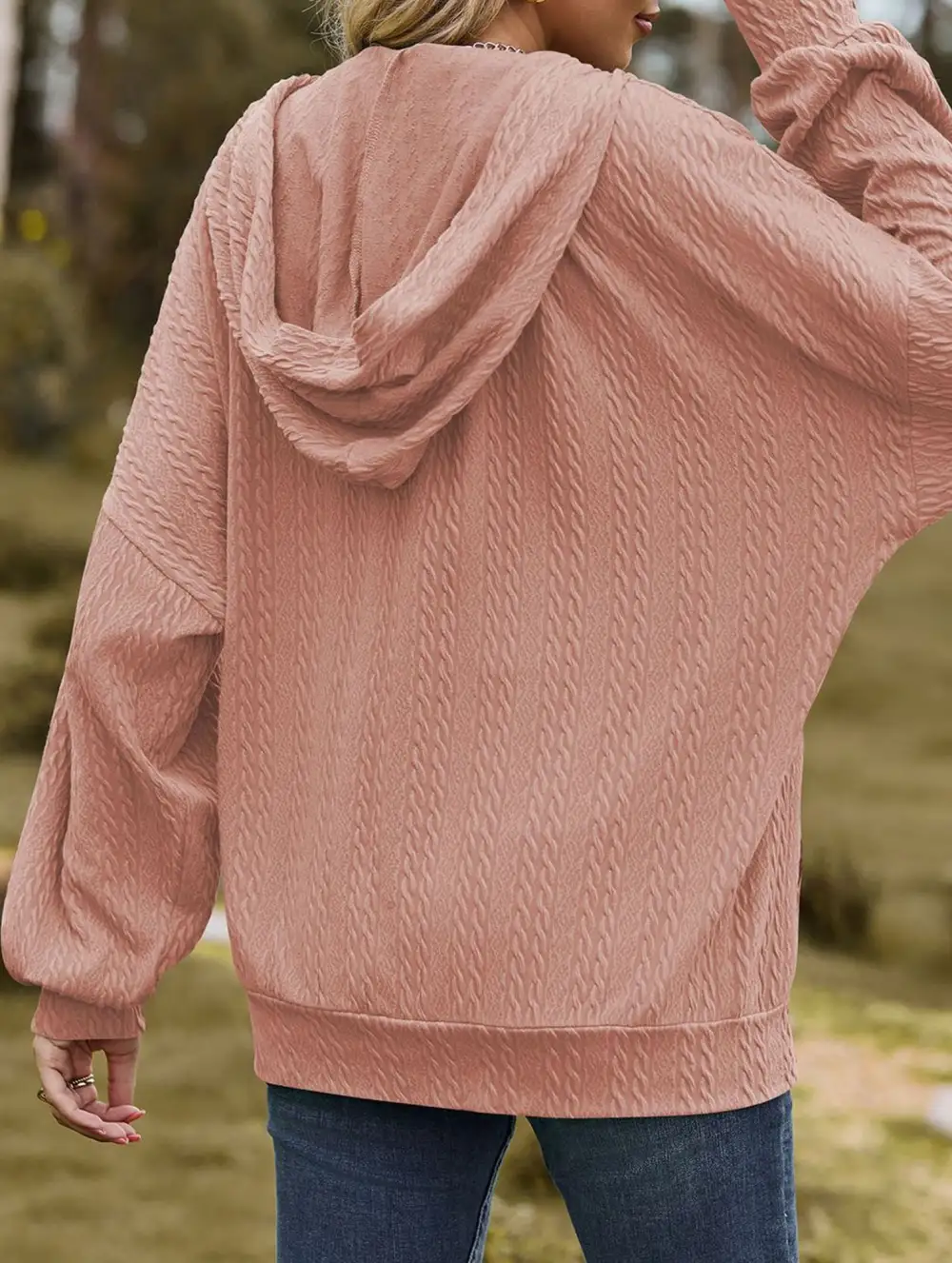 Pocket Long-Sleeved Loose Hooded Sweatshirt