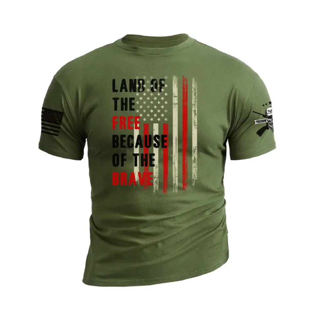 LAND OF THE FREE BECAUSE OF THE BRAVE GRAPHIC TEE