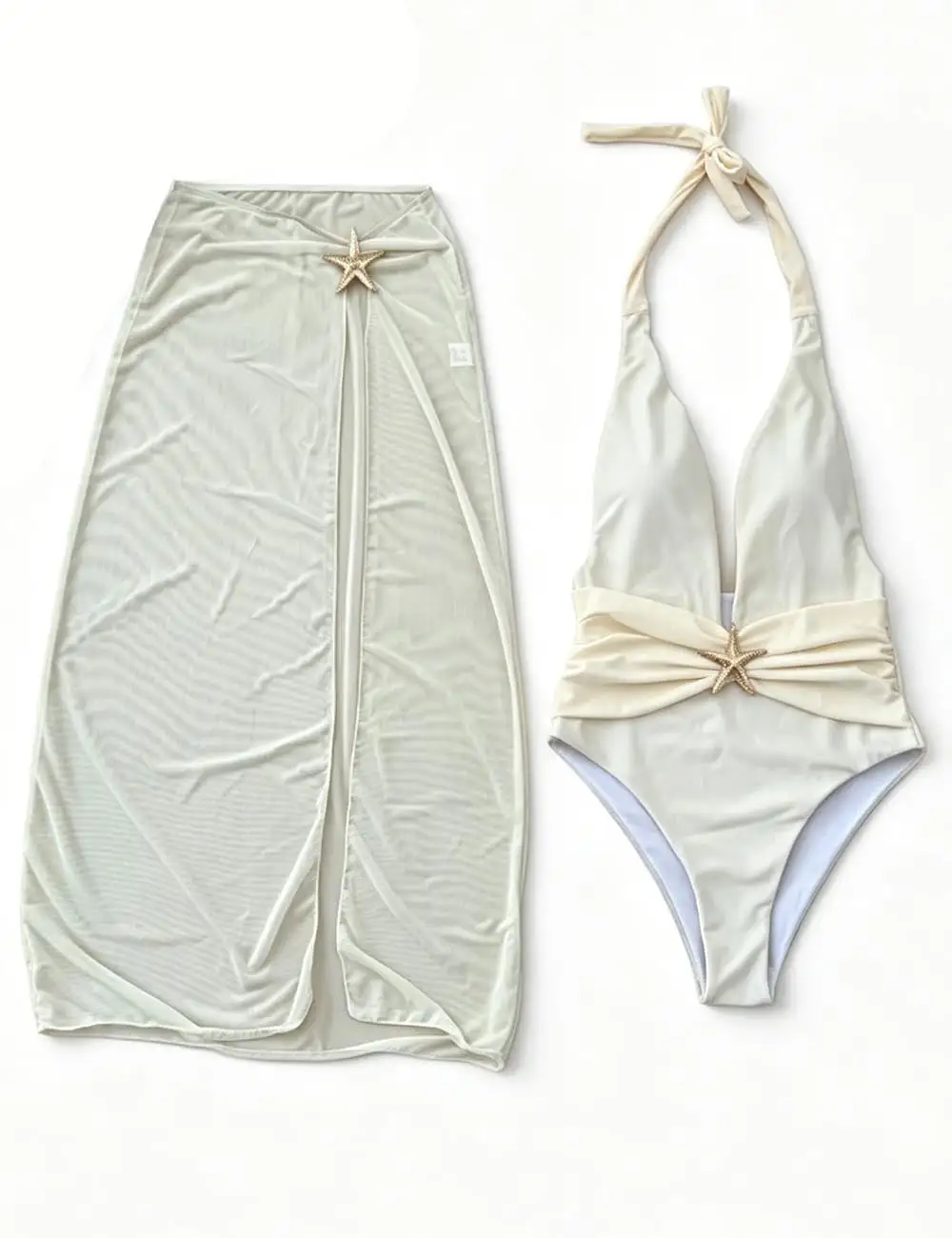 Starfish Detail Deep V Neck One Piece with Salong