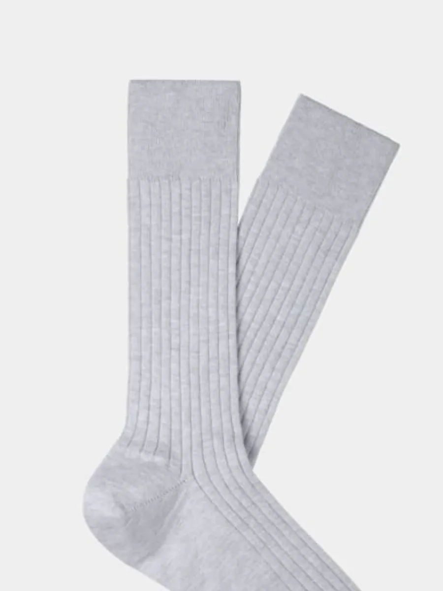 Light Gray Ribbed Crew Socks