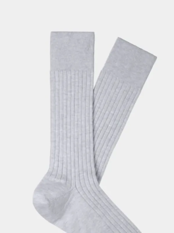 Light Gray Ribbed Crew Socks