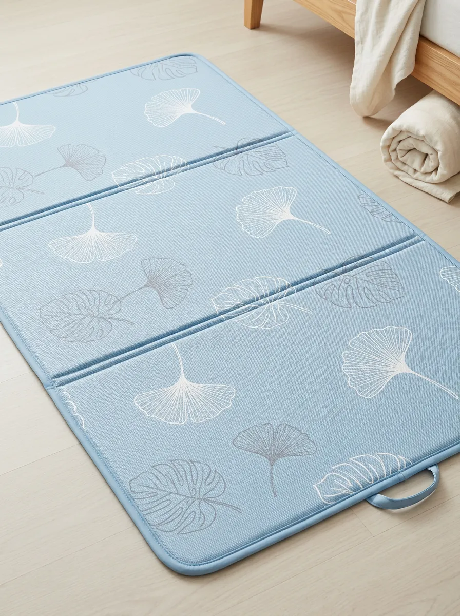 Nature Lover Ginkgo Leaf Blue Pattern Cooling Mat