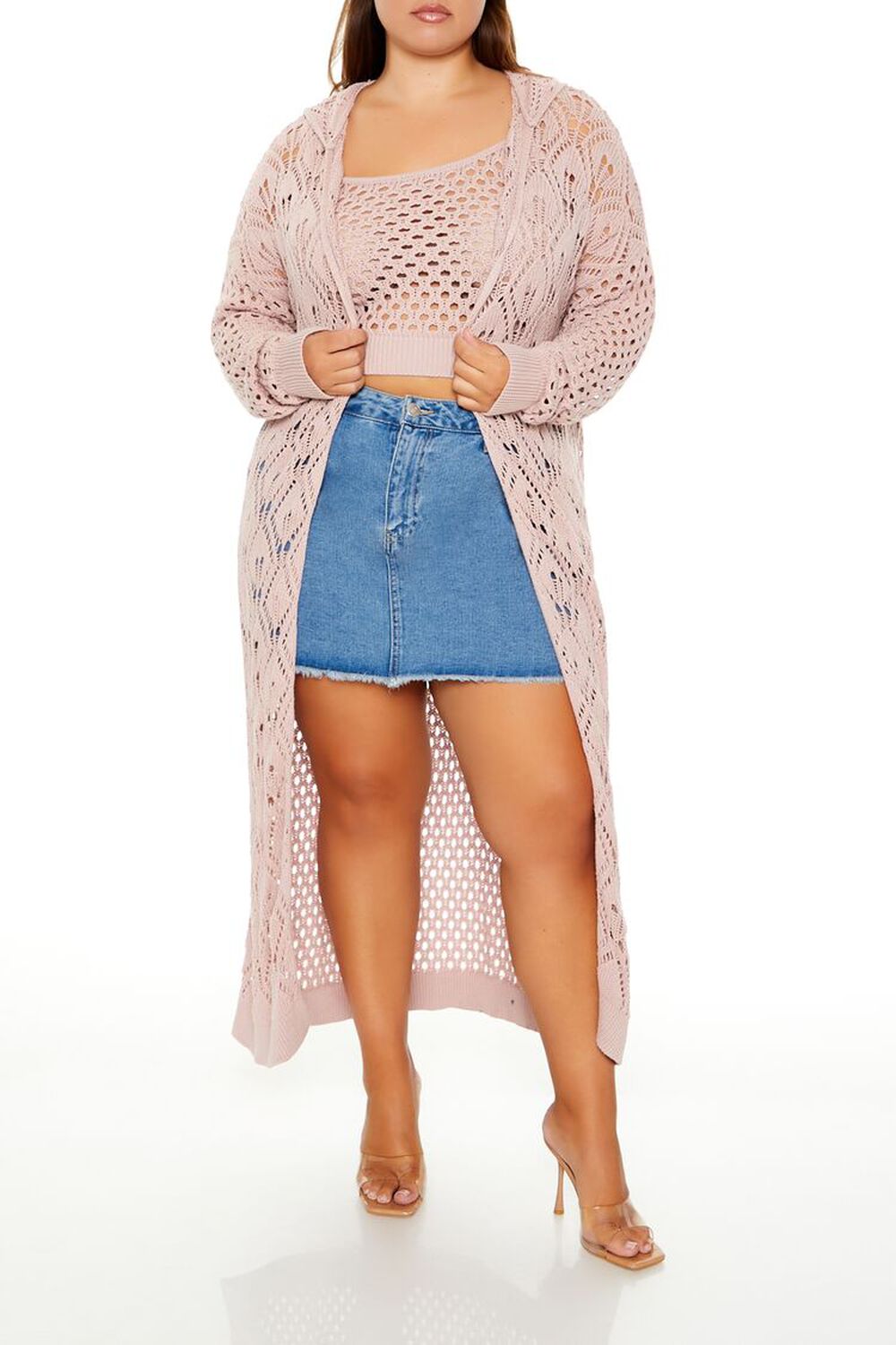 Plus Size Cami & Cardigan Sweater Set