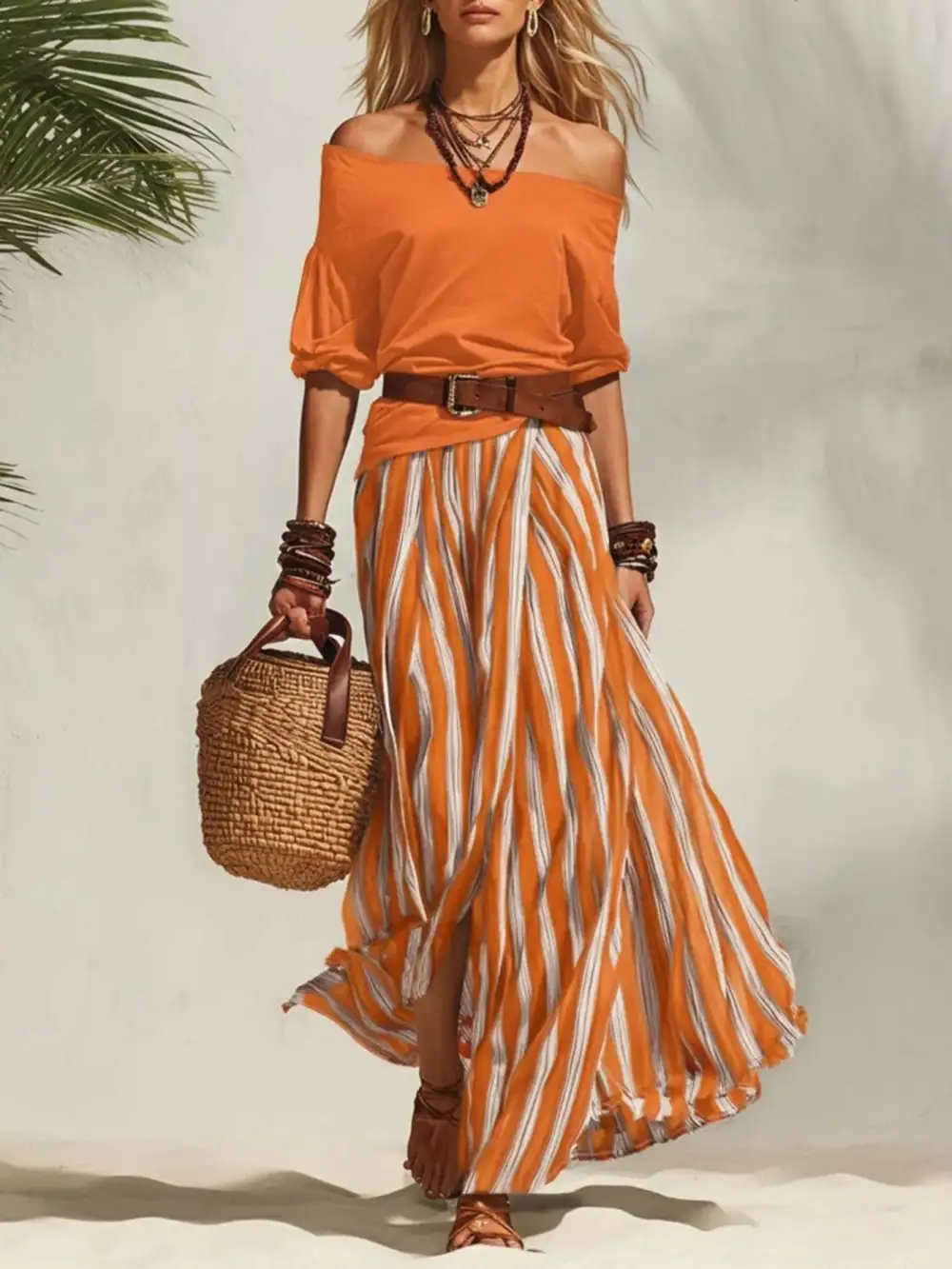 Off Shoulder Top and Maxi Skirt Set