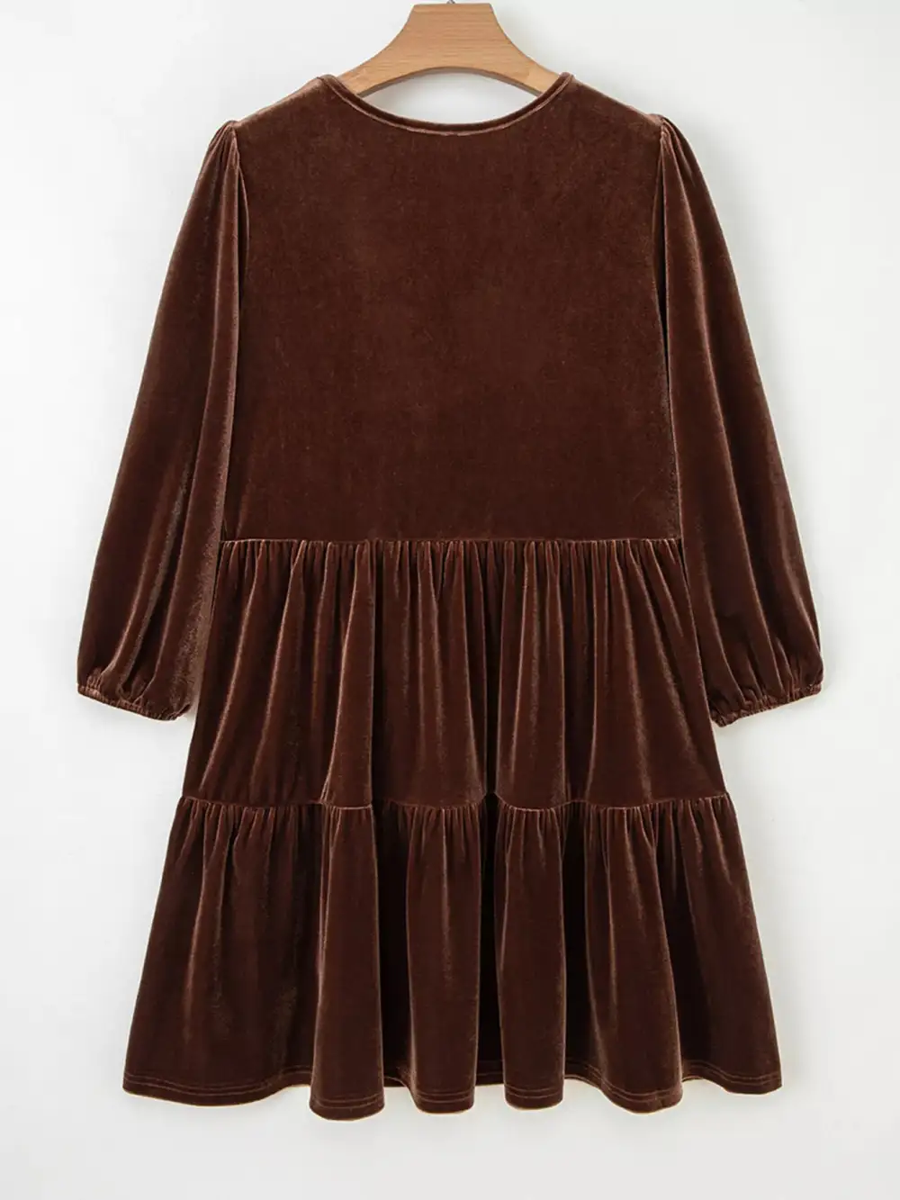 Velvet V Neck Tiered Mini Dress