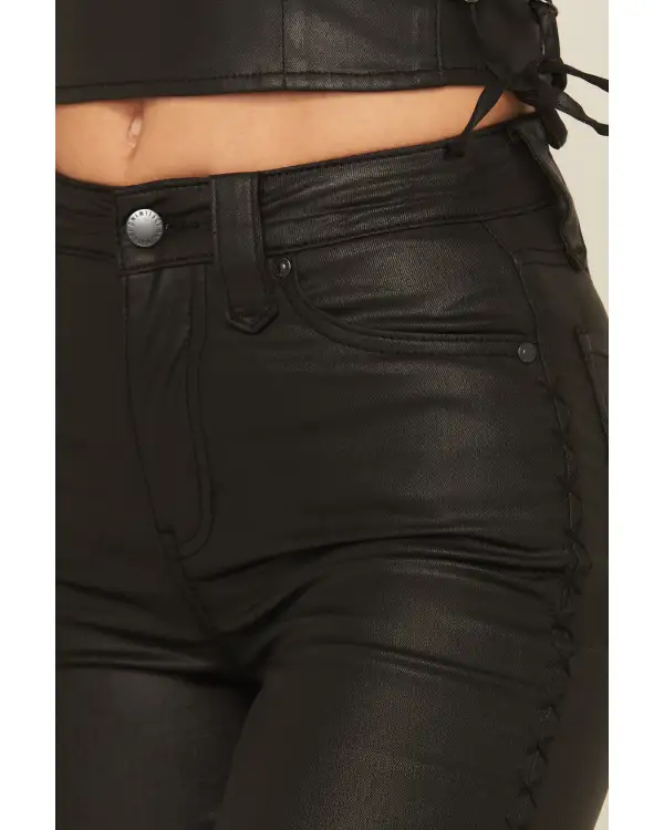 Modern High Rise Bootcut Stretch Denim Coated Jeans