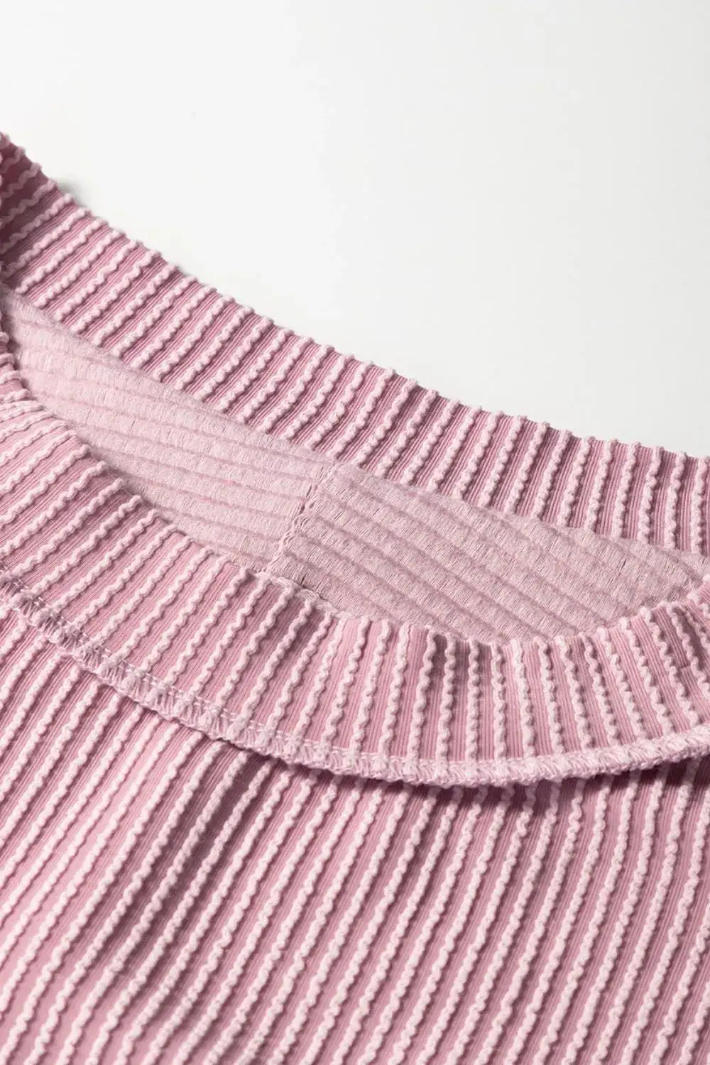 Round-Neck Short-Sleeve Ribbed T-Shirt