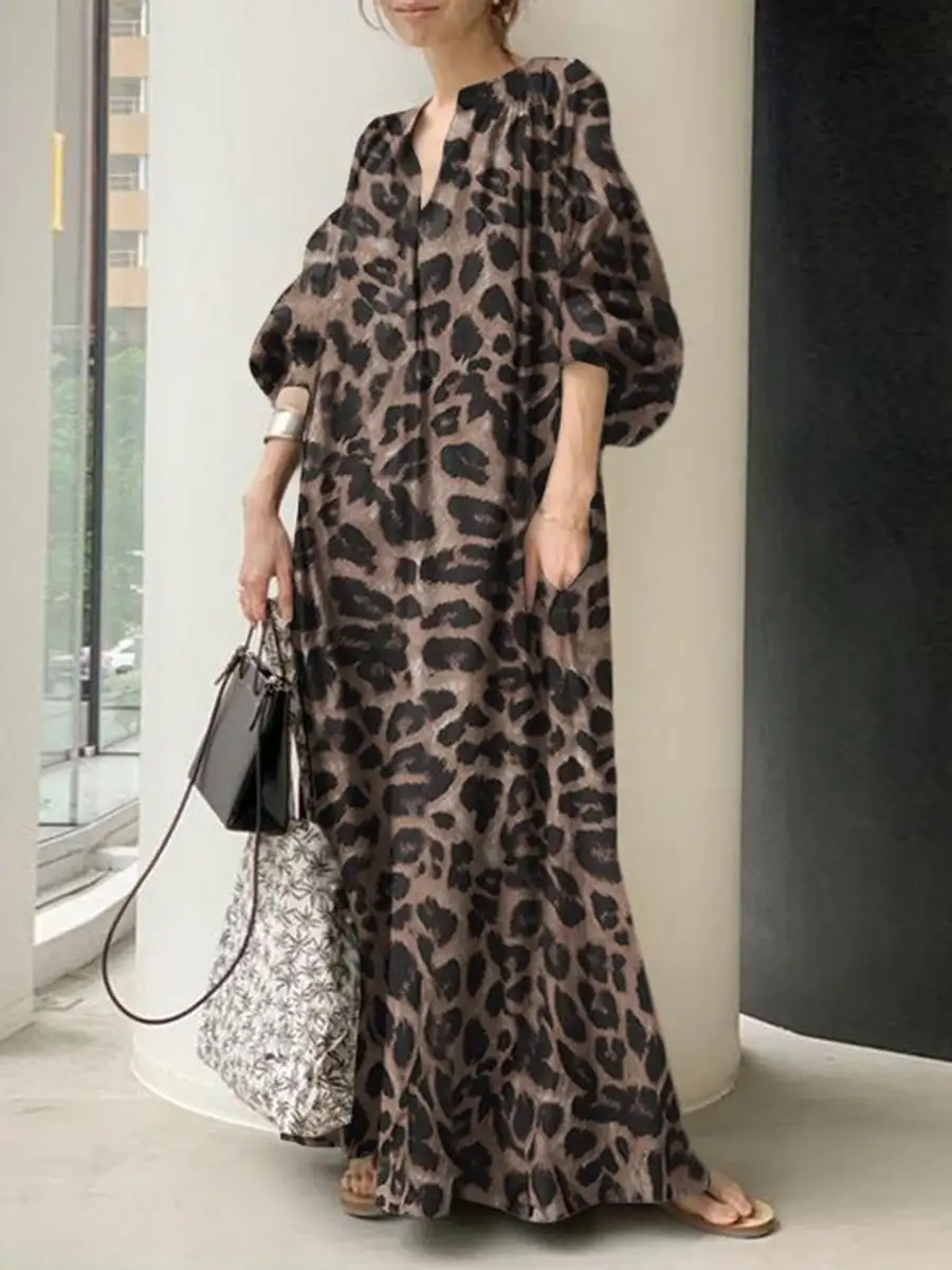 Half Pleated Neck Maxi Dress