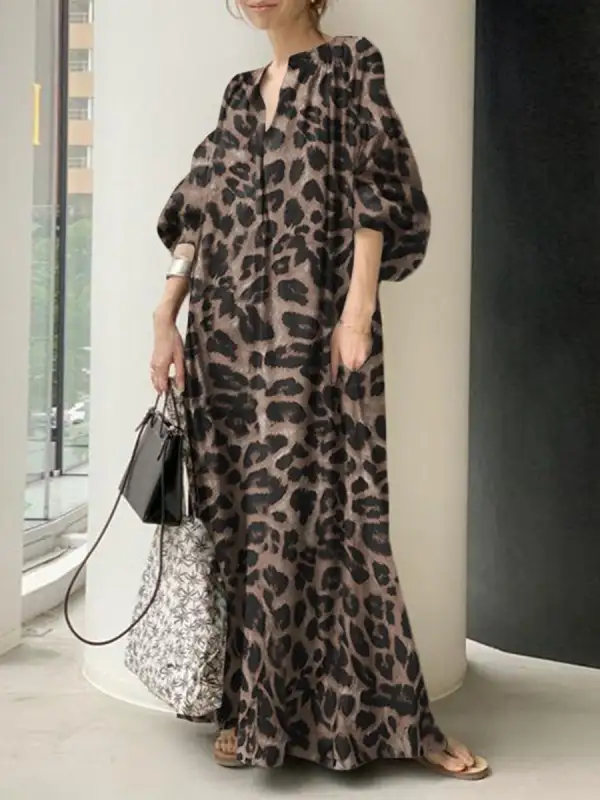 Half Pleated Neck Maxi Dress