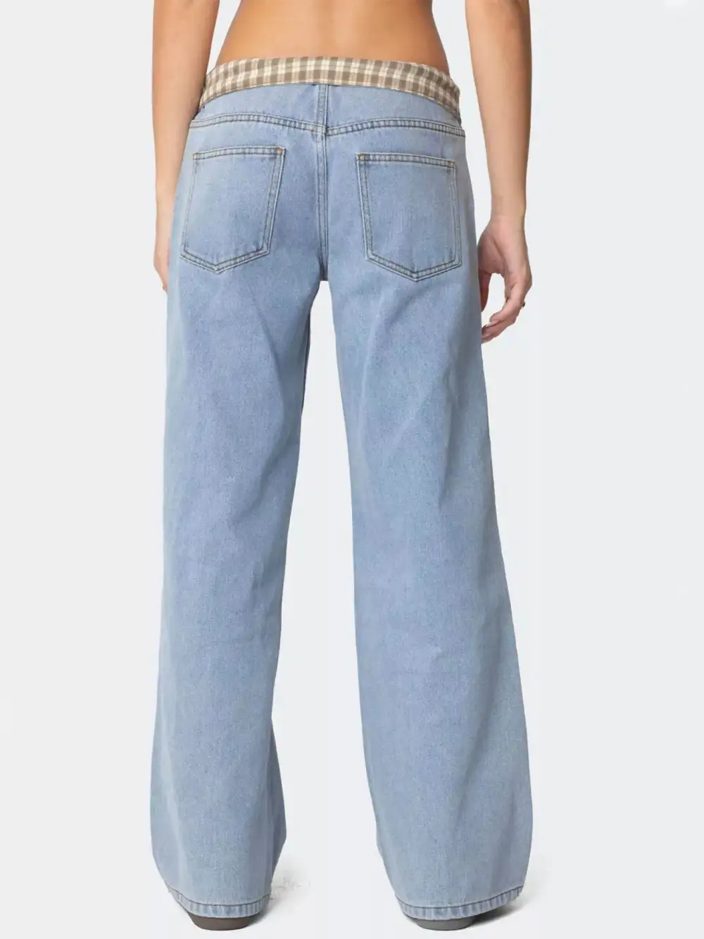 Cuffed Hem Pull On Denim Jeans