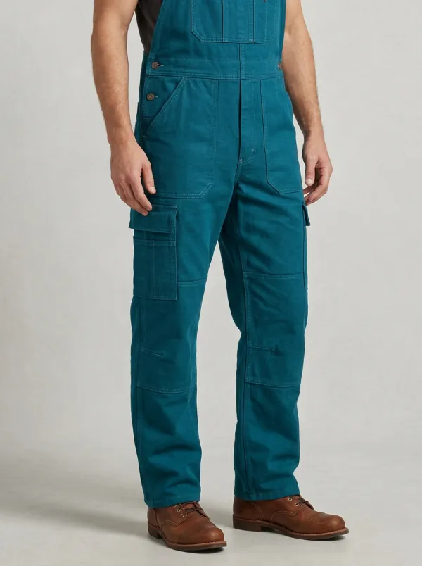 Men's Olive Green Reinforced-Knee Utility Bib Overalls