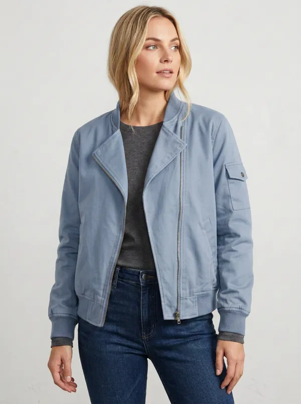 Utility Bomber Zip-Front Women's Casual Jacket