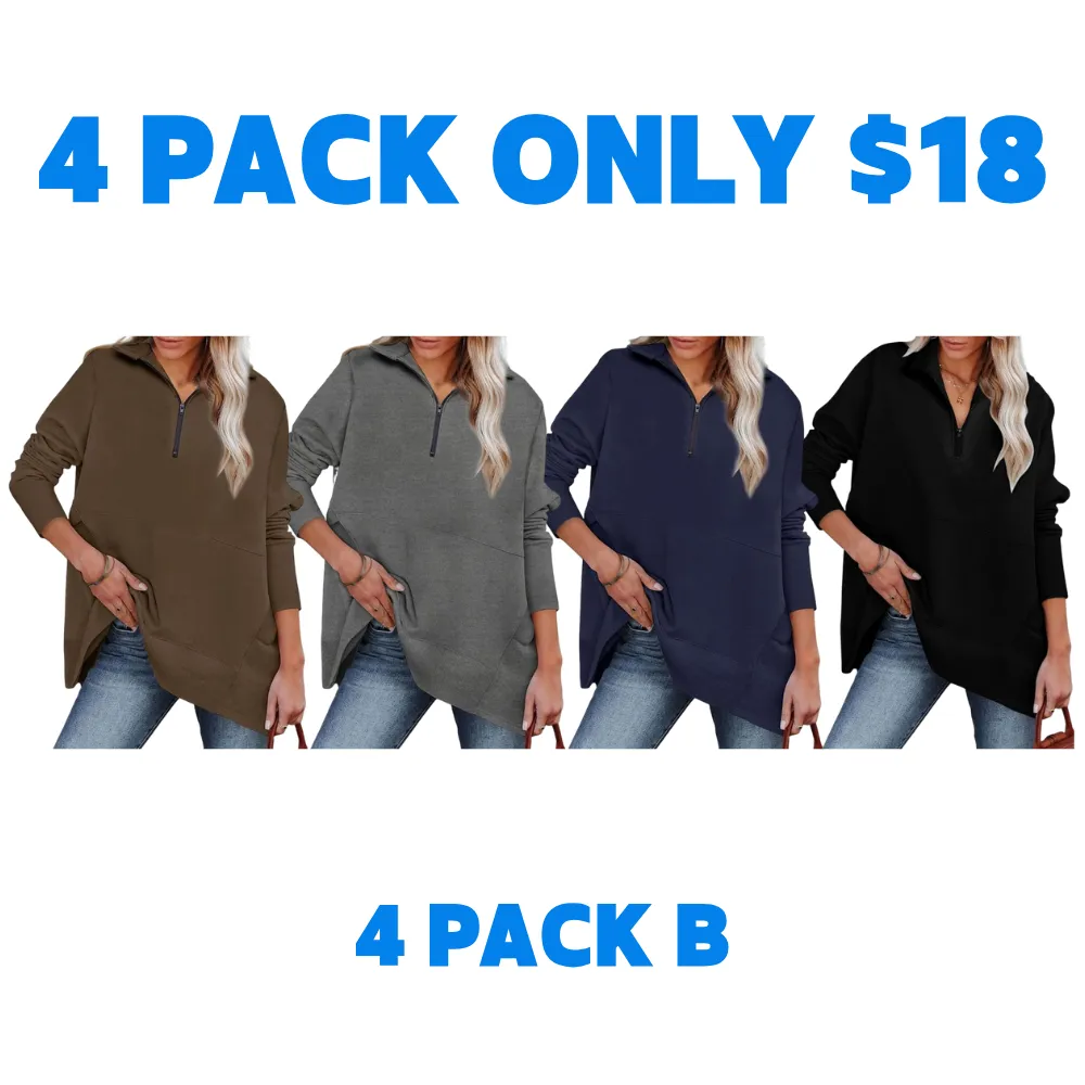 Women's Casual Oversized Half Zip Sweatshirts Long Sleeve