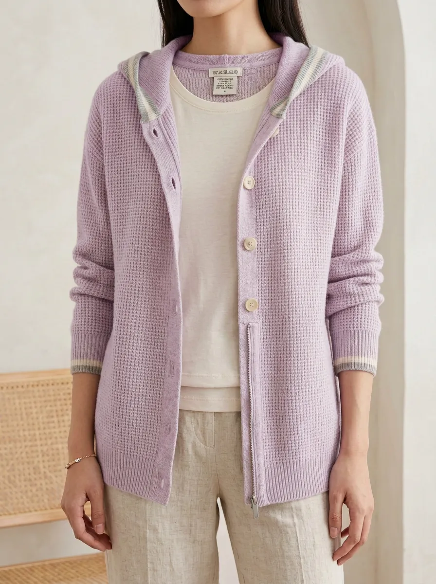Refined Clean-Line Women's Hooded Knit Cardigan