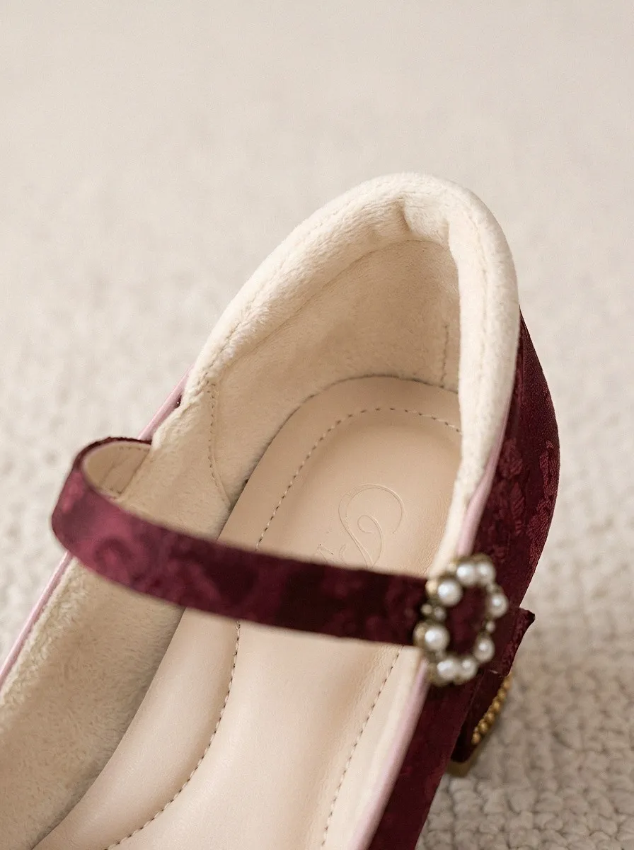 Mary Jane Lace Pearl Women's Bavarian Occasion Heels