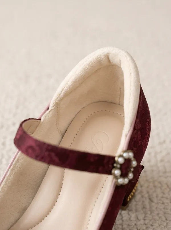 Mary Jane Lace Pearl Women's Bavarian Occasion Heels