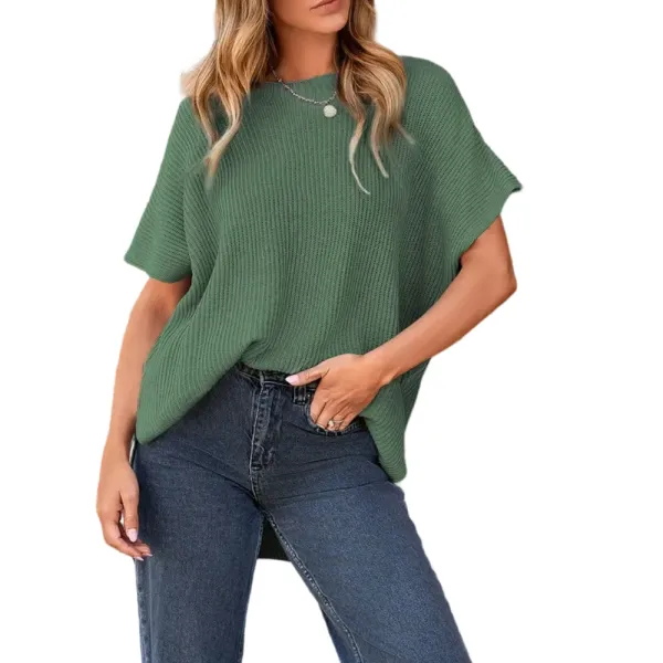 Women's loose-neckline short-sleeved sweater