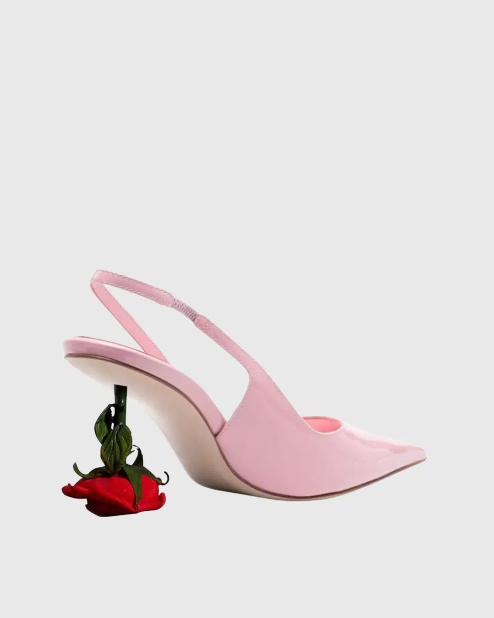 Flower Heel Patent Leather Slingback Pumps in Pink