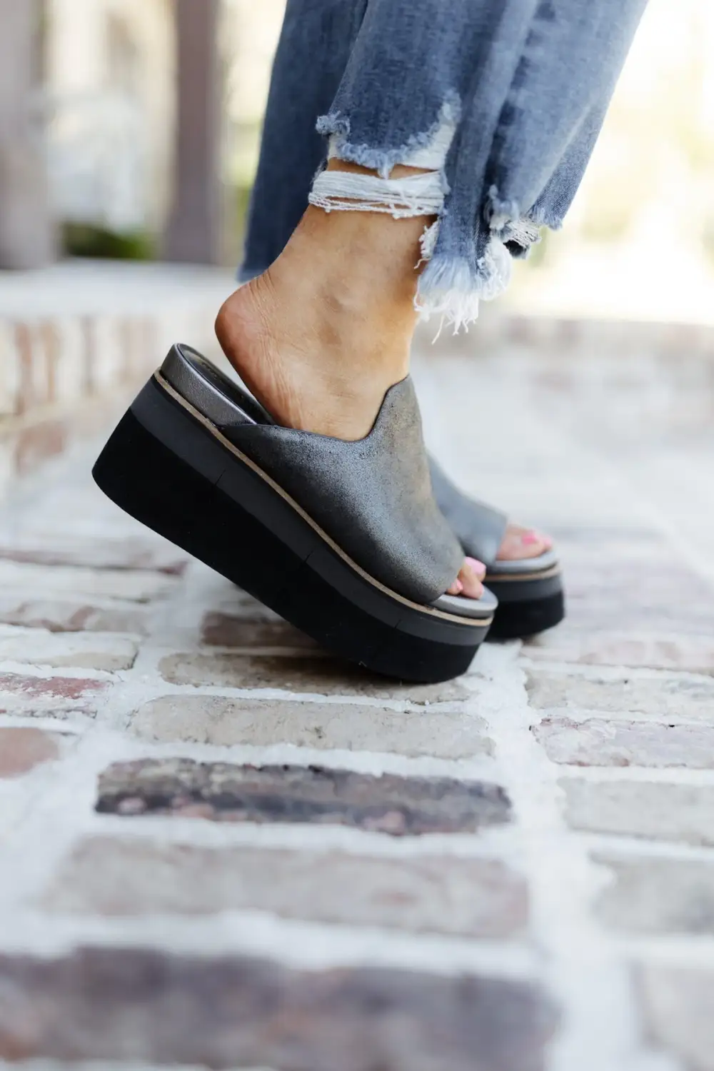 Tailored Leather Wedge Sandals