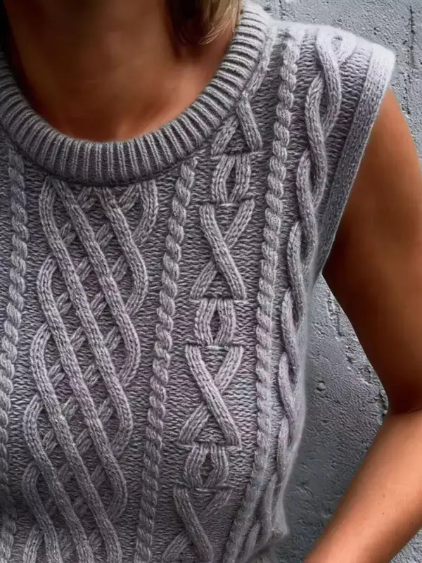 Textured Cable Knit Sweater Vest