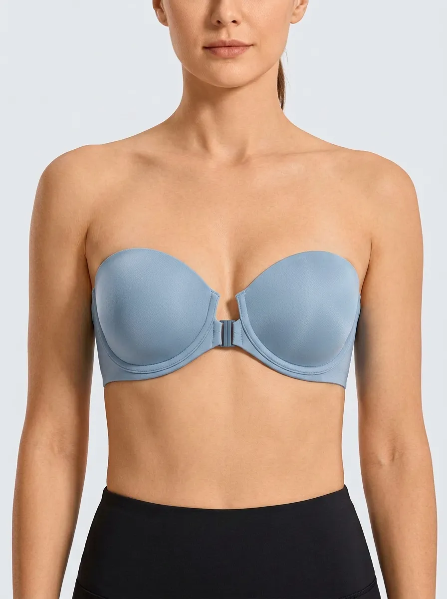Women's Smooth-Finish Front-Closure Strapless Bra