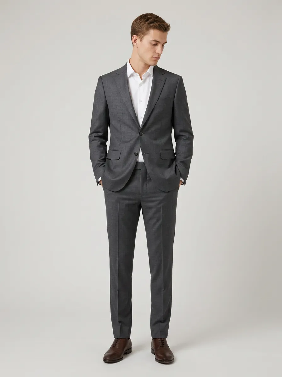 Men's Formal Business Charcoal Grey Tailored Suit Set