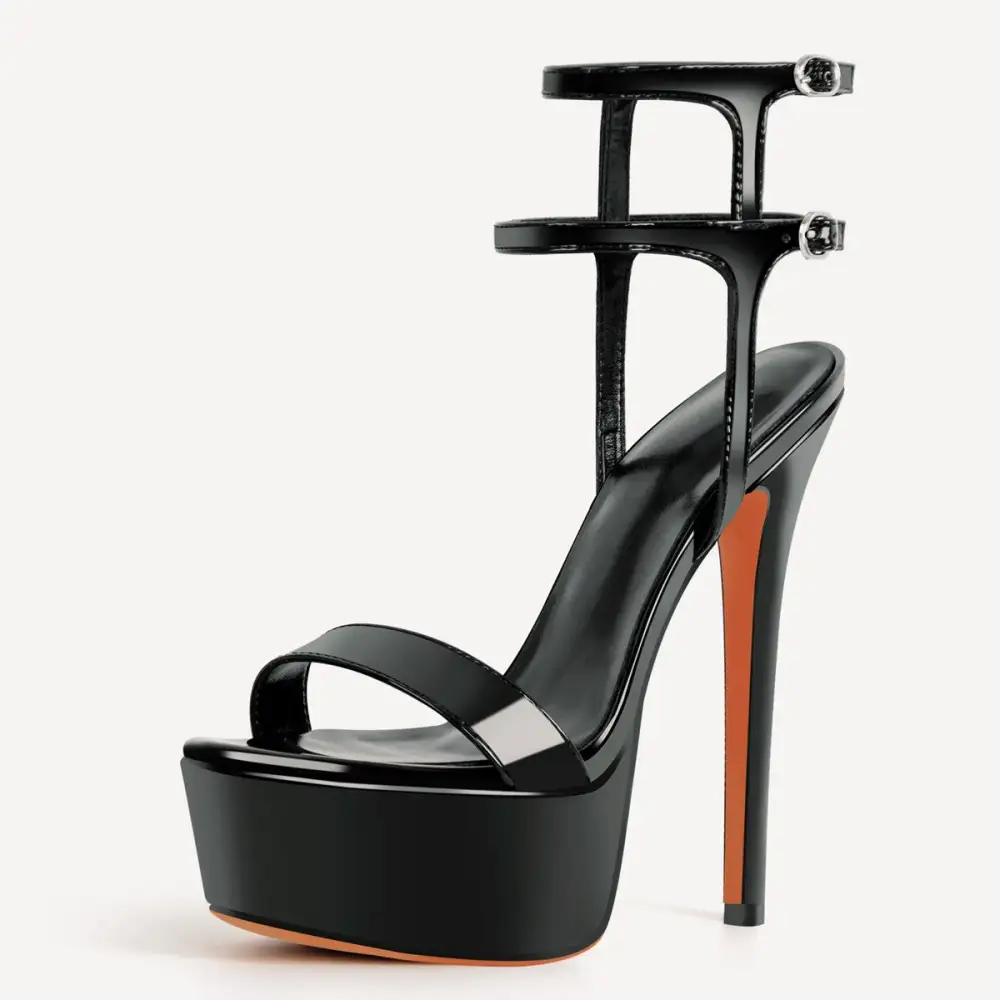 Platform Ankle Double Strap Stiletto Sandals