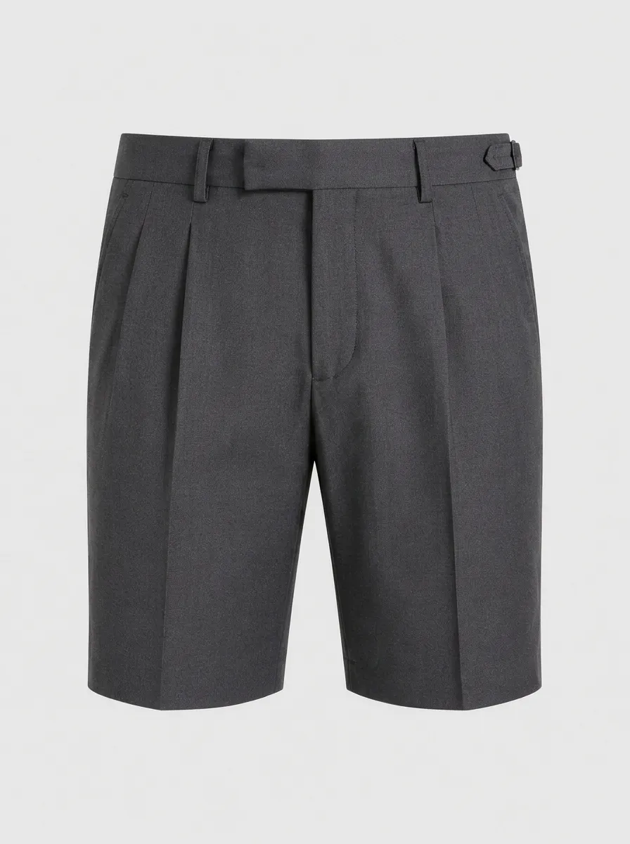 Men's Formal Business Casual Pleated Grey Tailored Shorts
