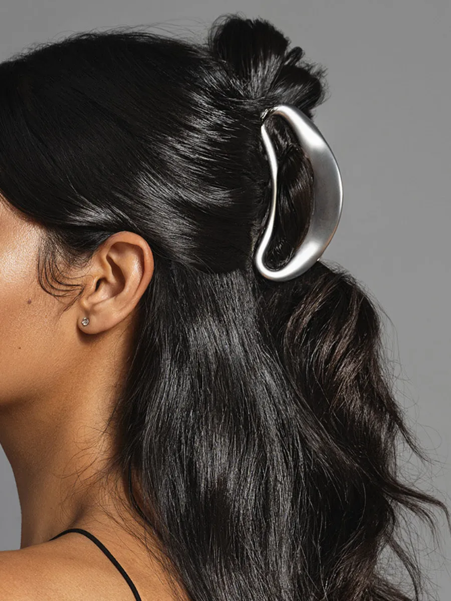 Silver Curved Hair Claw