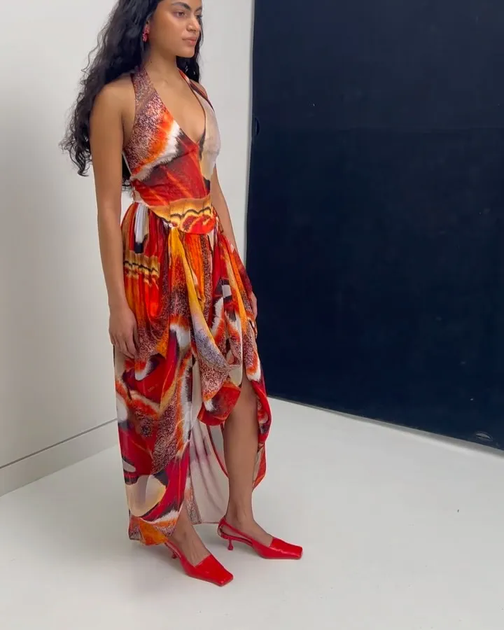 Abstract Oil Painting Print Maxi Dress