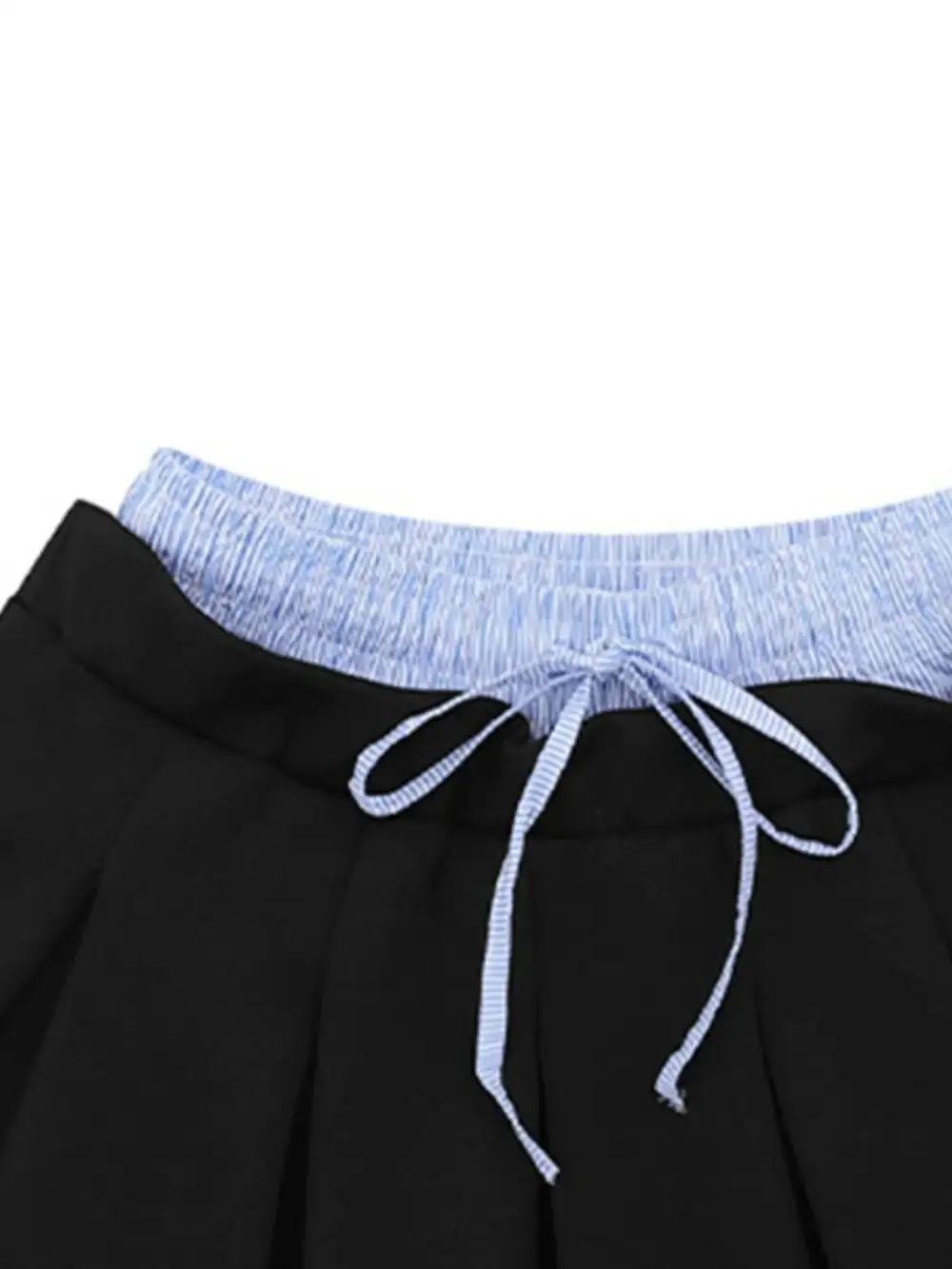 Textured Pleated Drawstring Skirt