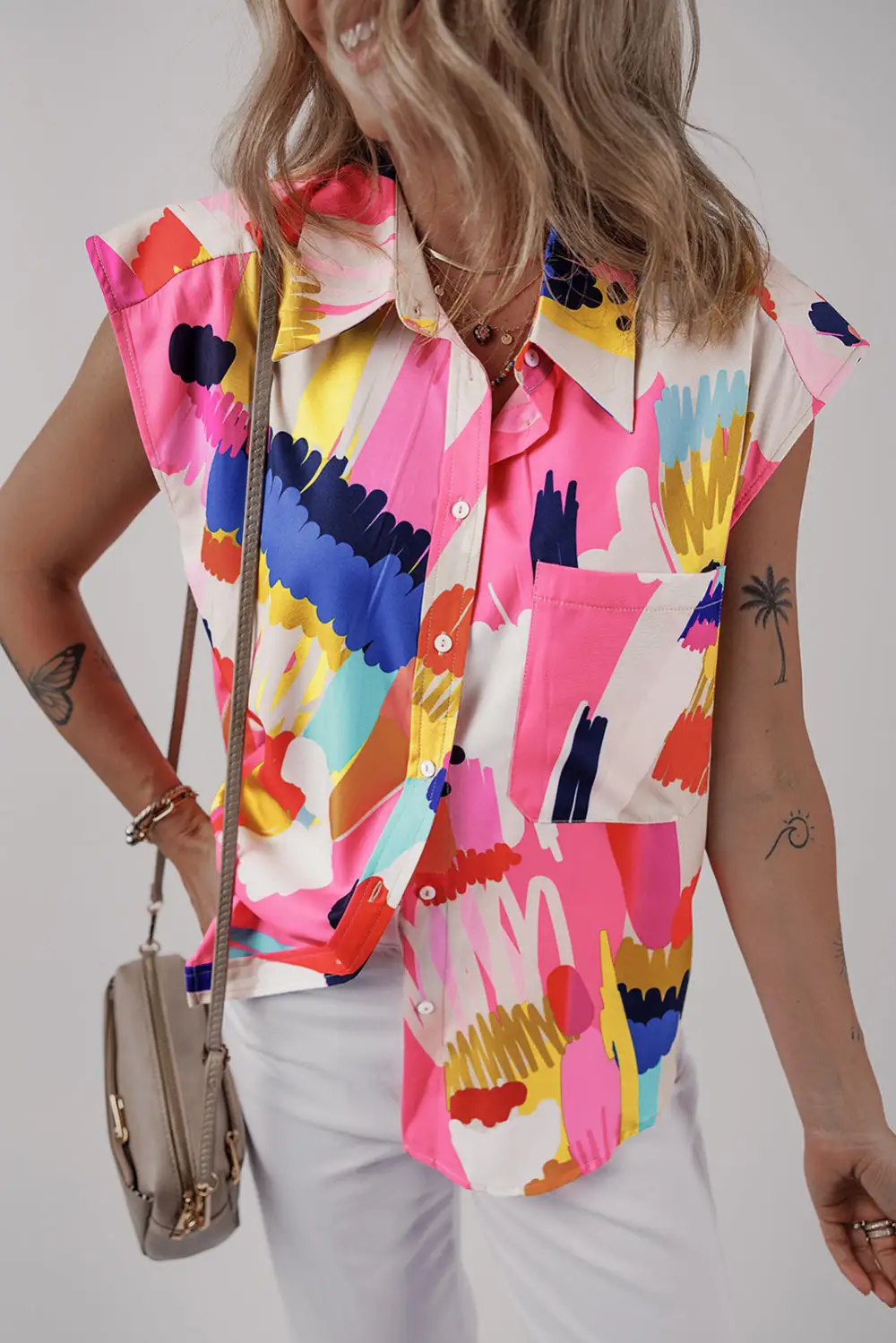 Collared Abstract Print Casual Shirt