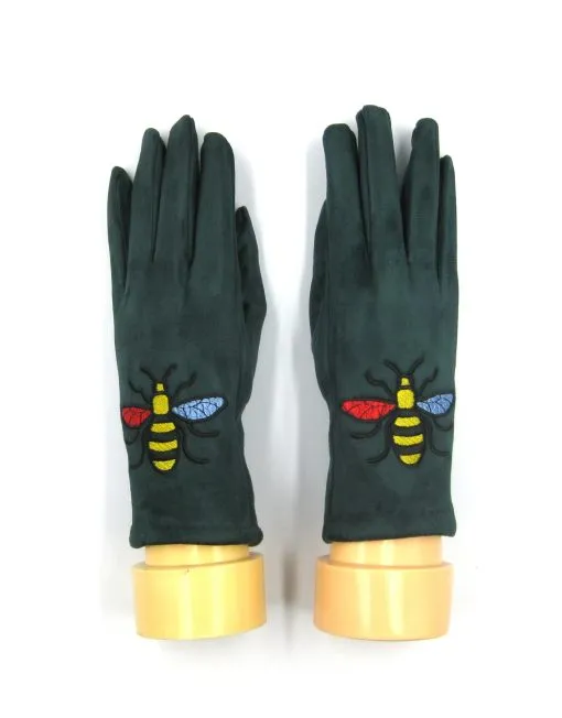 Bee Embroidered Winter Gloves