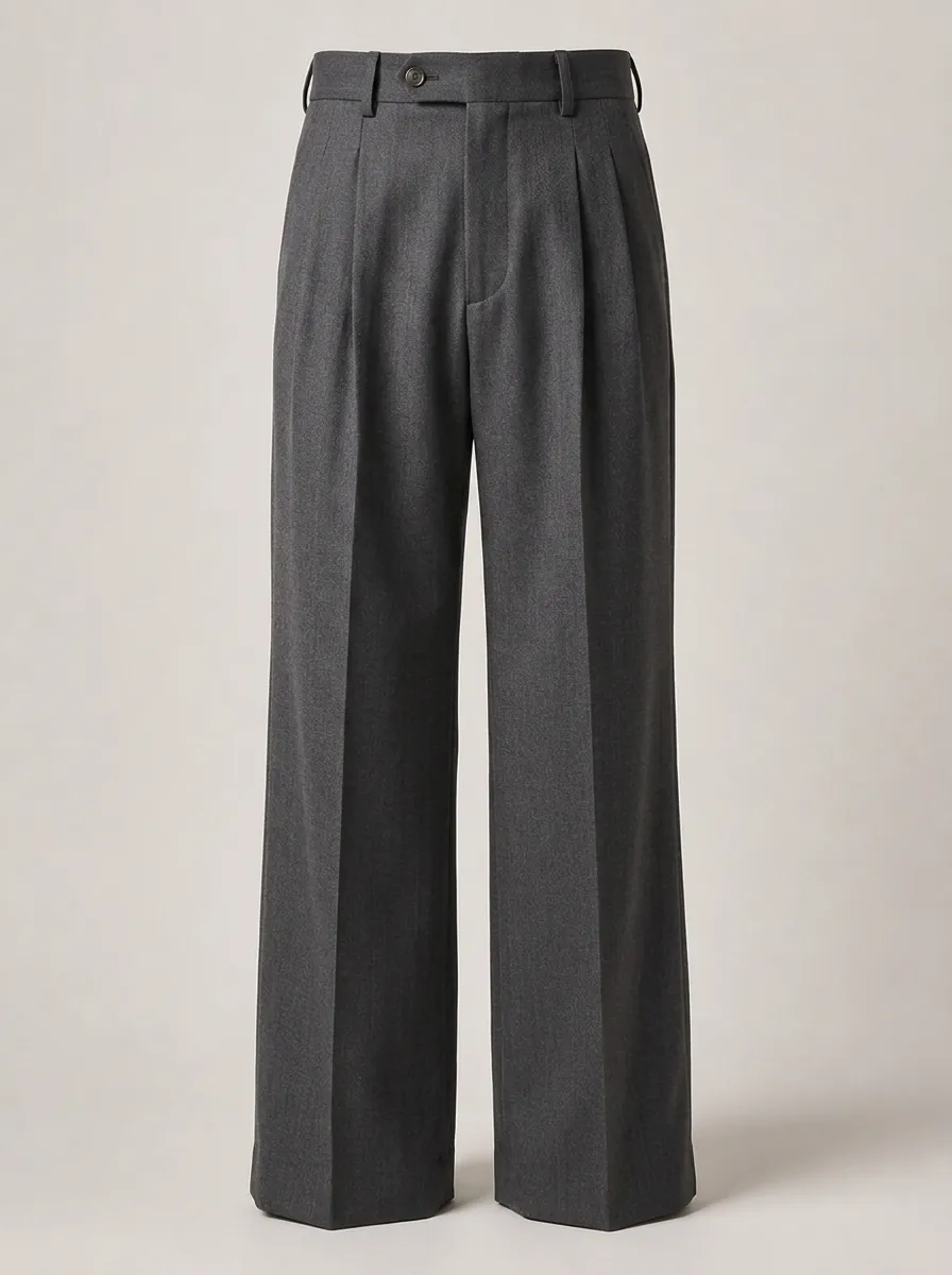 Men's Classic Business Charcoal Pleated Trousers