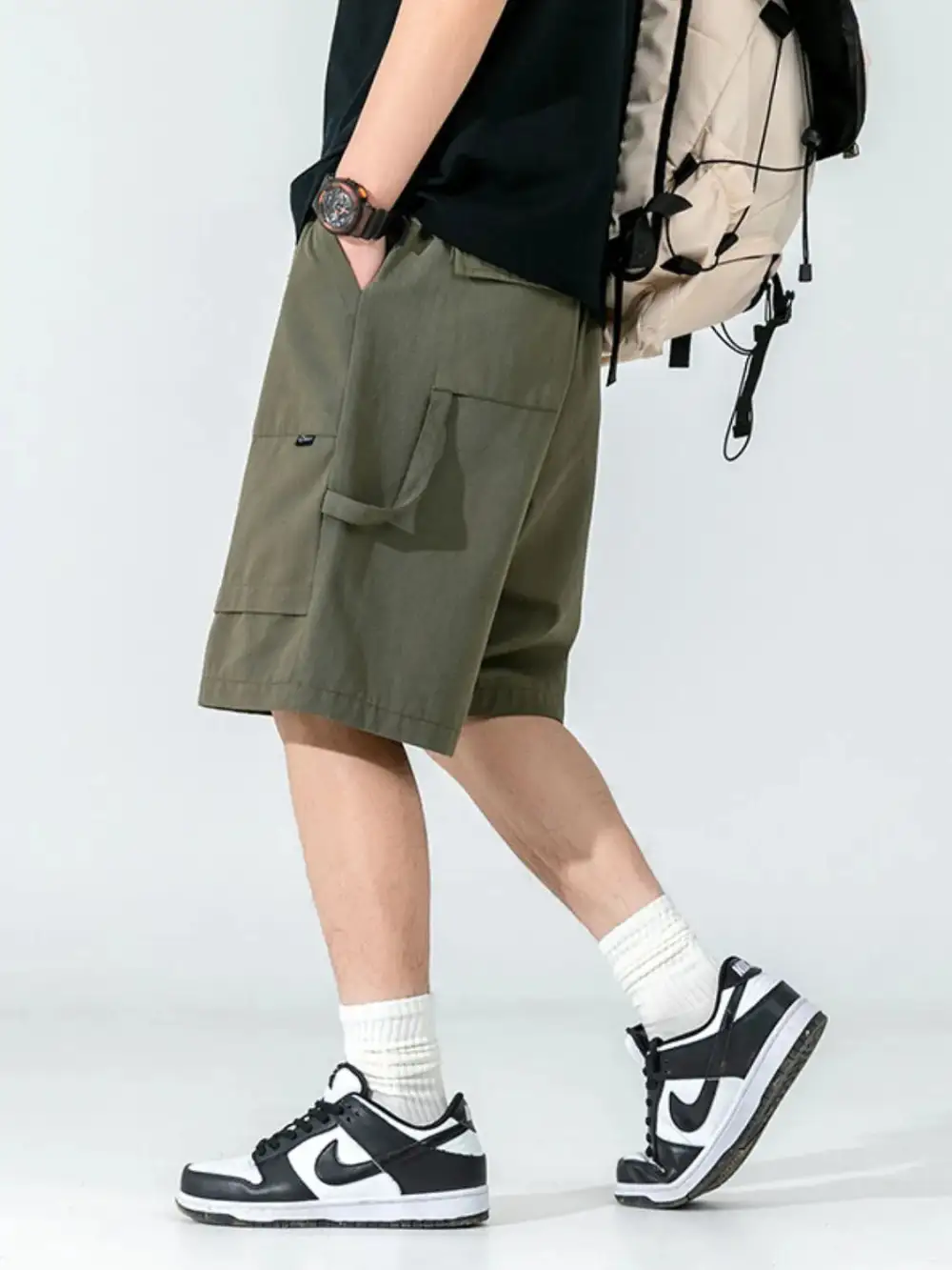 Clean Drawstring Cotton Blend Casual Shorts