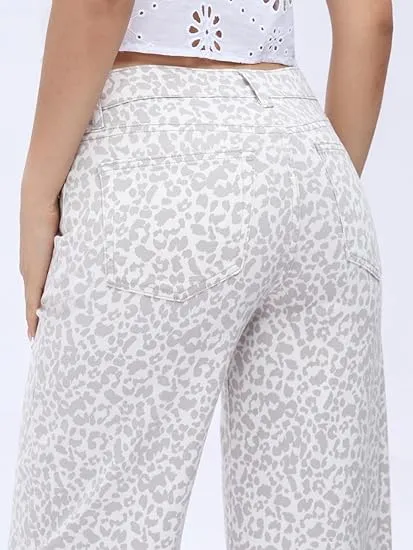 Mid-low Rise Baggy Jeans Stretchy Wide Leg for Women Distressed Pants