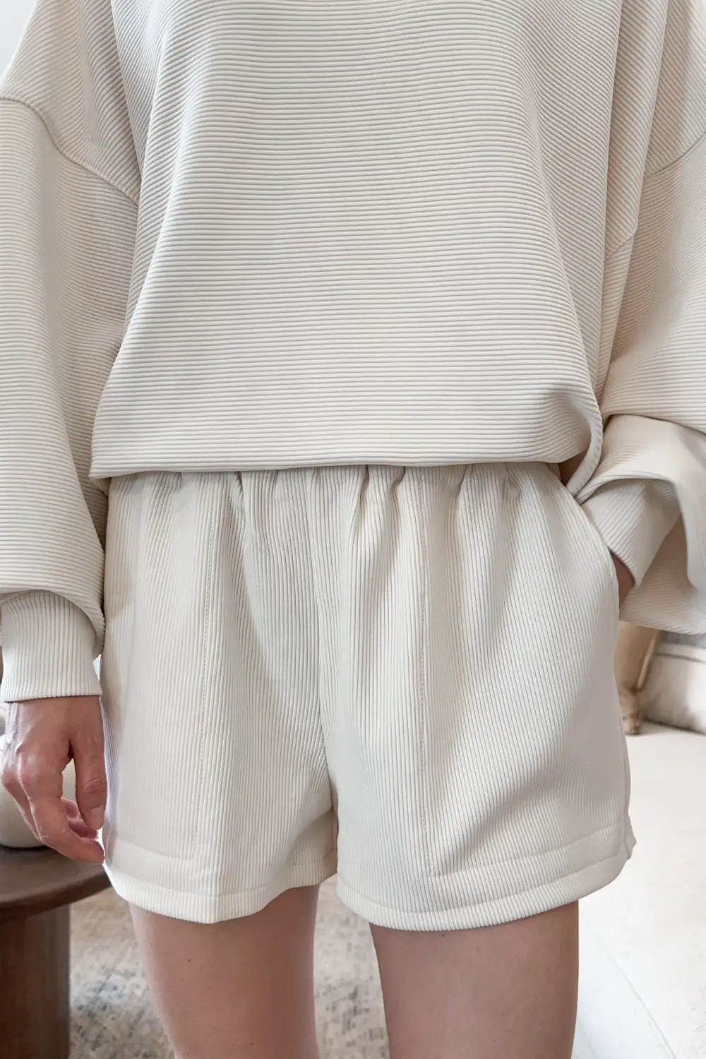 Structured Soft Ribbed Shorts