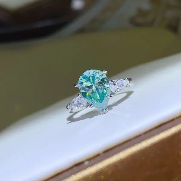Platinum-Plated Sterling Moissanite Ring