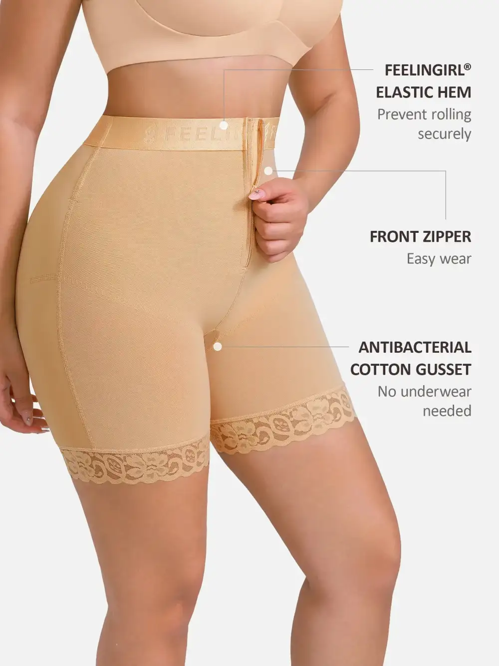 Front Zip Shaping Shorts