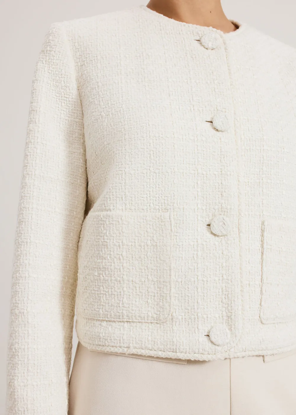 Plain Texture Double-Pocketed Jacket